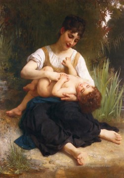 Adolphe Juene Fille Et Enfant MiCorps Realismo William Adolphe Bouguereau Pinturas al óleo